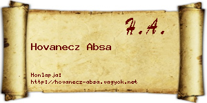 Hovanecz Absa névjegykártya